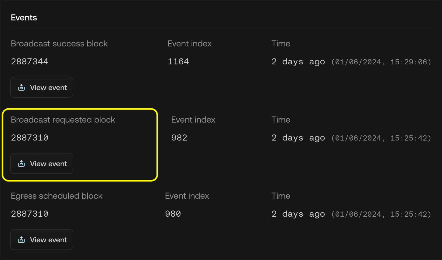 Broadcast request block